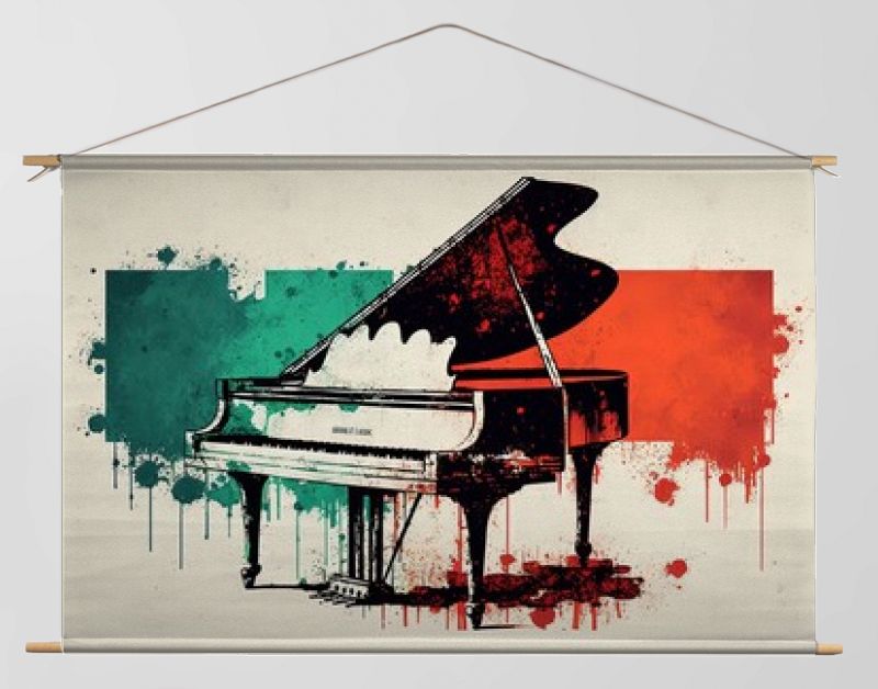 illustratie pop-art vintage stijl grunge textuur van piano en toetsenbord, generatieve Ai
