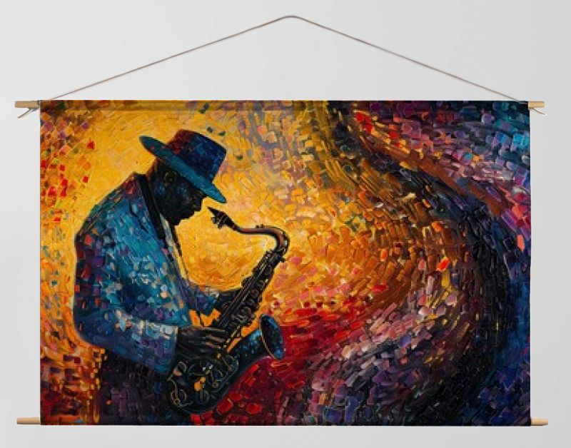 Een Amerikaanse man speelt muziek om een prettige, romantische sfeer te creëren. Hij is een saxofonist.