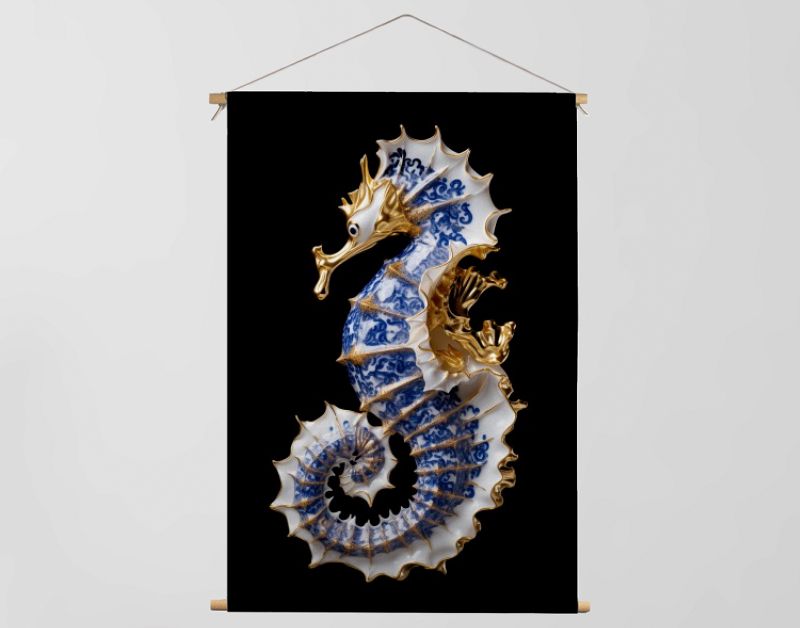 A Delft Blue Seahorse