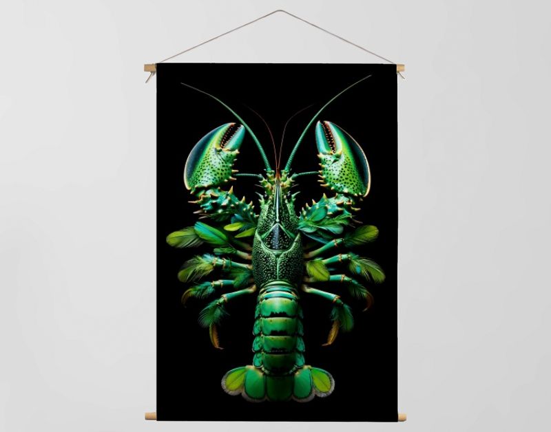 Lobster jungle green feathers