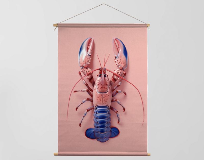 Pink and blue lobster