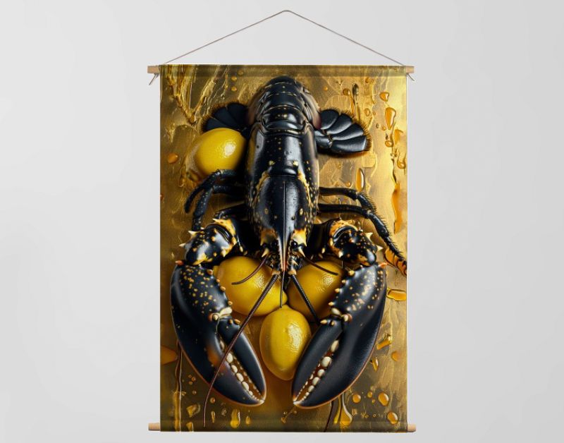 Zwarte kreeft met citroenen