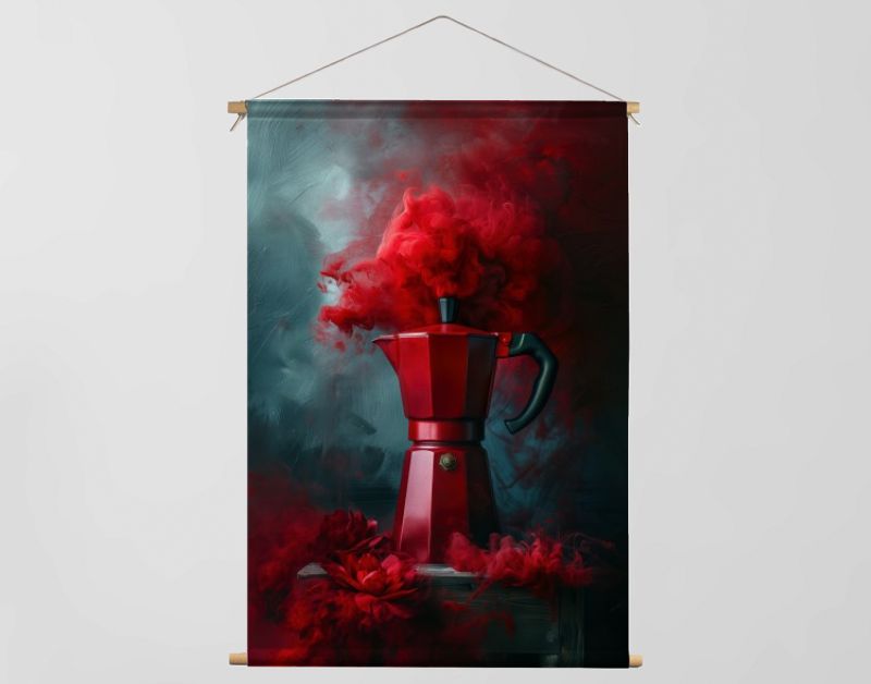 Percolator vurig rood met rook