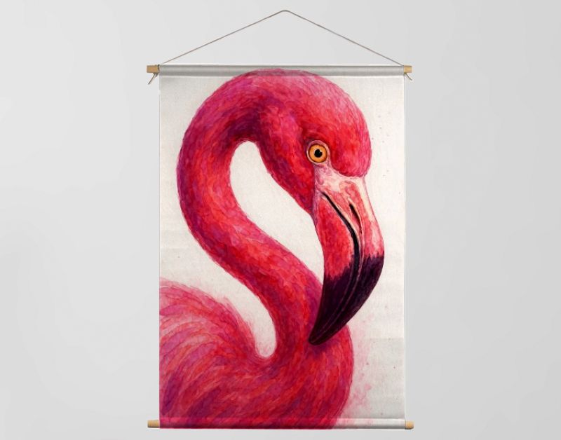Close-up van roze flamingo met gebogen hals