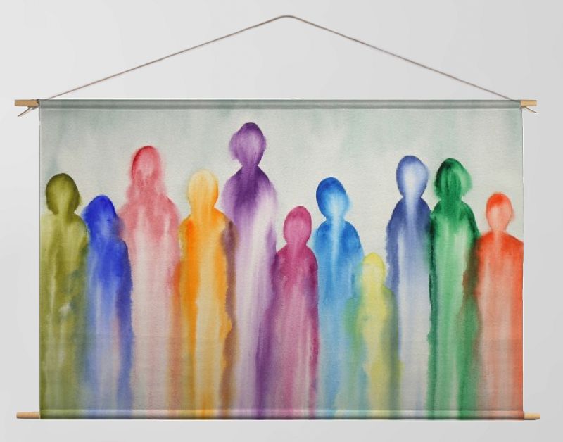 Een groep kleurrijke abstracte figuren