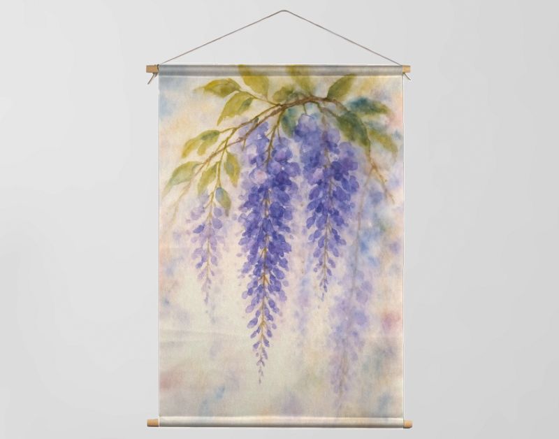 Hangende blauwe regen in zachte dromerige pastelkleuren