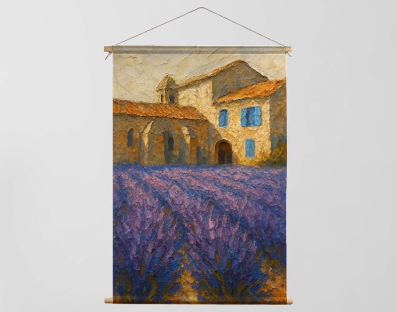 Lavendel in bloei bij oud klooster in Frankrijk