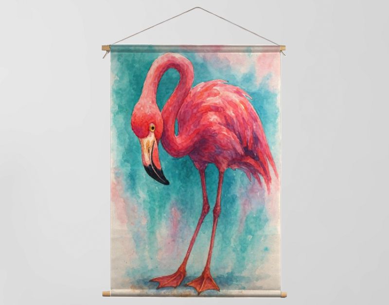 Tropische roze flamingo in felle aquarelkleuren