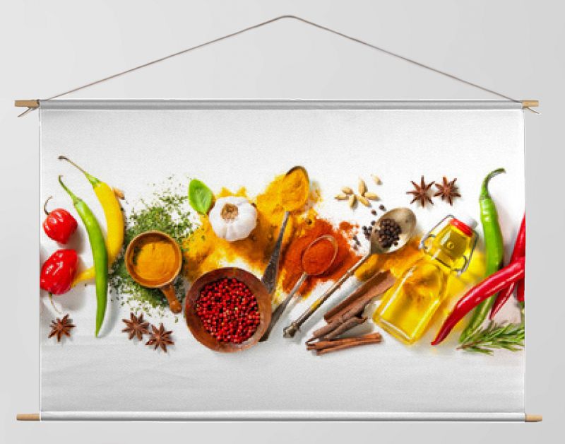 Herbs and spices on white background