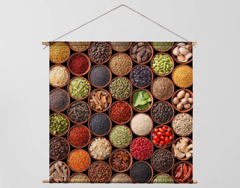 Seamless texture with spices and herbs
