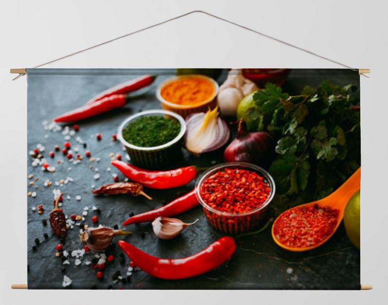 Spices on the black table
