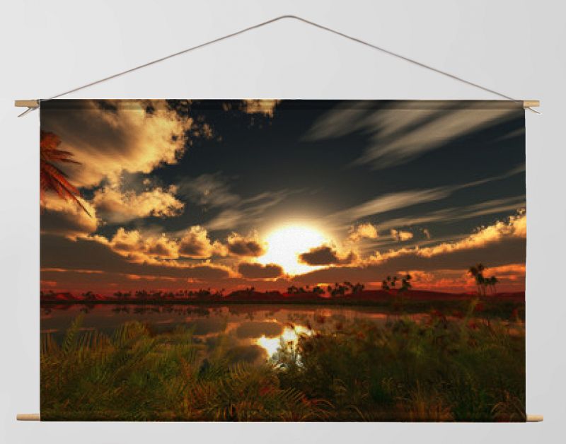 oasis landscape sunset