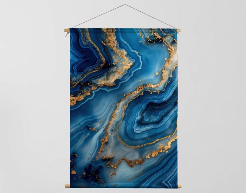 Blauw marmer met goud