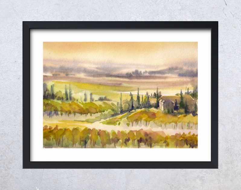 Toscane landschap. Aquarellen.