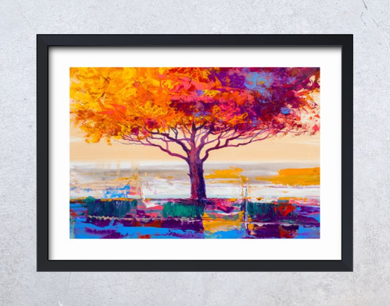 Boom olieverfschilderij, artistieke achtergrond