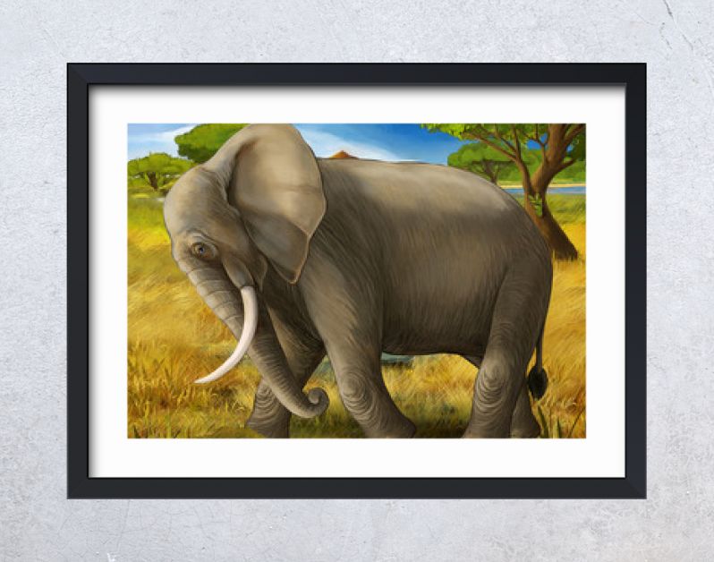 cartoonscène met olifantsafari-illustratie voor kinderen