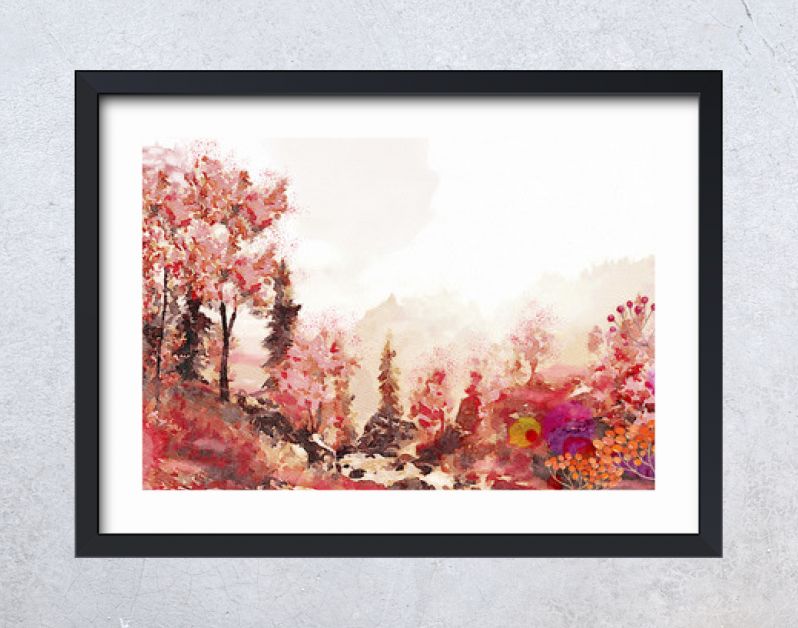 Aquarel herfst landschap.