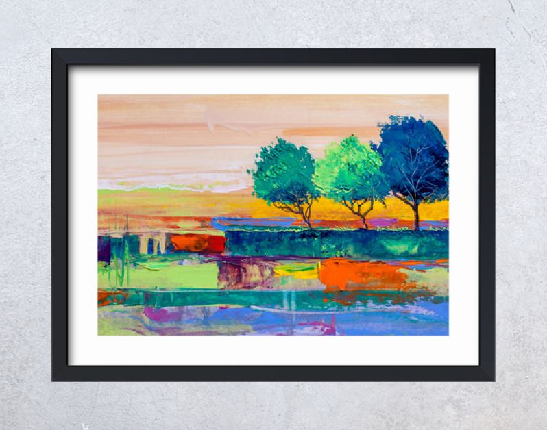 Bomen, olieverfschilderij, artistieke achtergrond