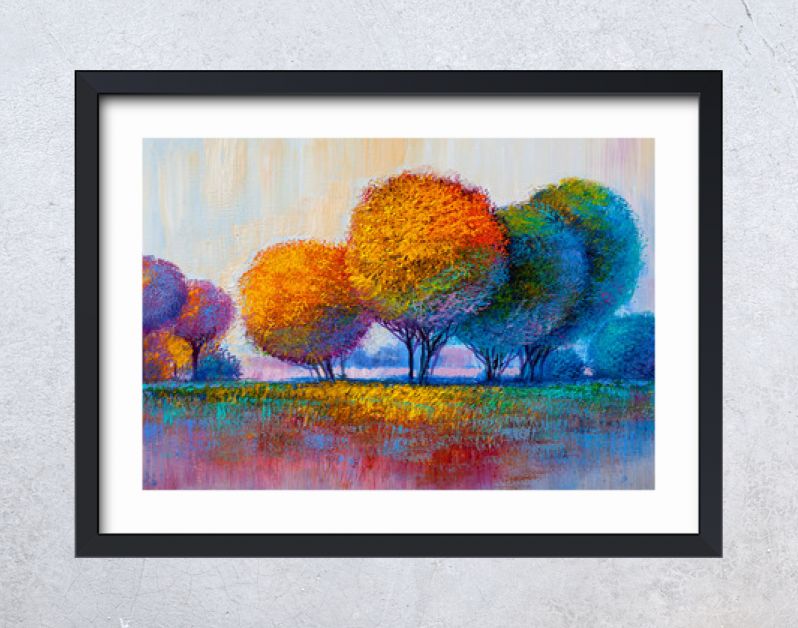 Bomen, olieverfschilderij, artistieke achtergrond