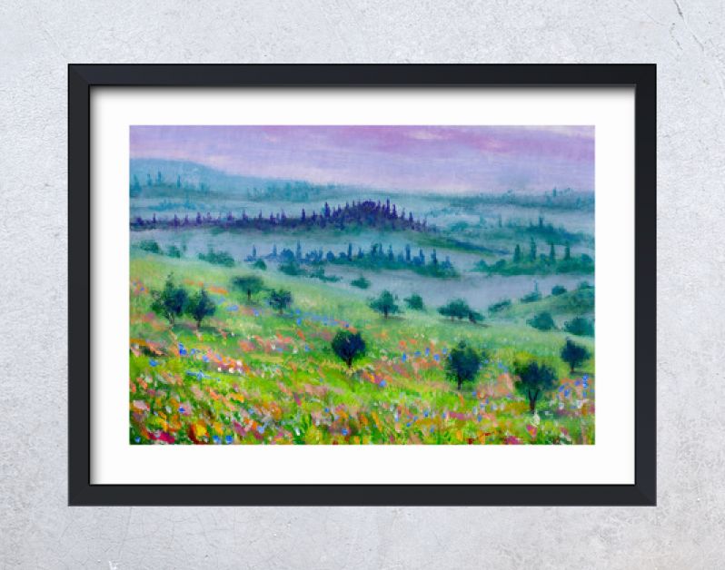 olieverf op canvas modern impressionisme berglandschap van Toscane
