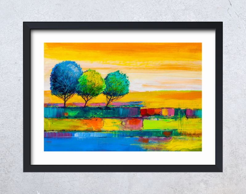 Bomen, olieverfschilderij, artistieke achtergrond