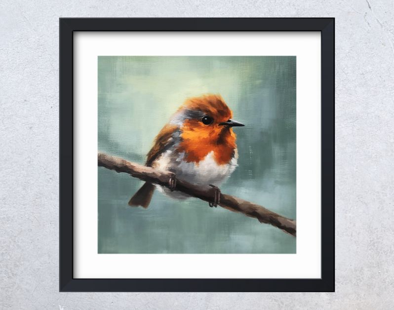 Levendige Details Het Roodborstje in Licht Karmozijnrood en Wit