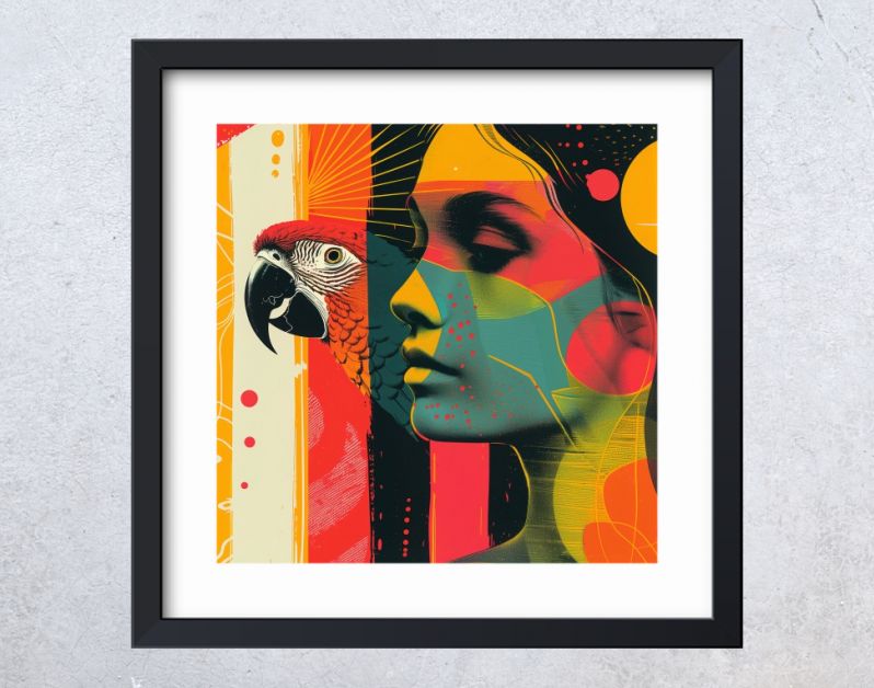 Popart woman with parrot2