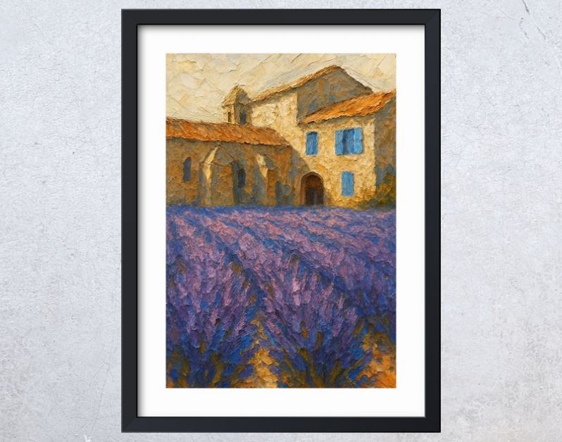 Lavendel in bloei bij oud klooster in Frankrijk