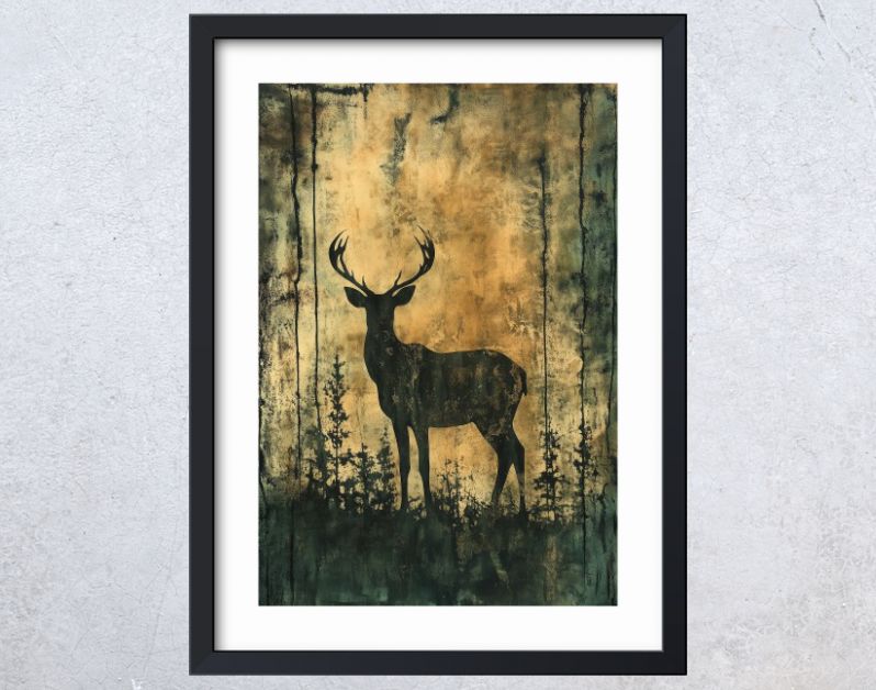 Smaragdgroene Weide- Hert in Gouden Glans