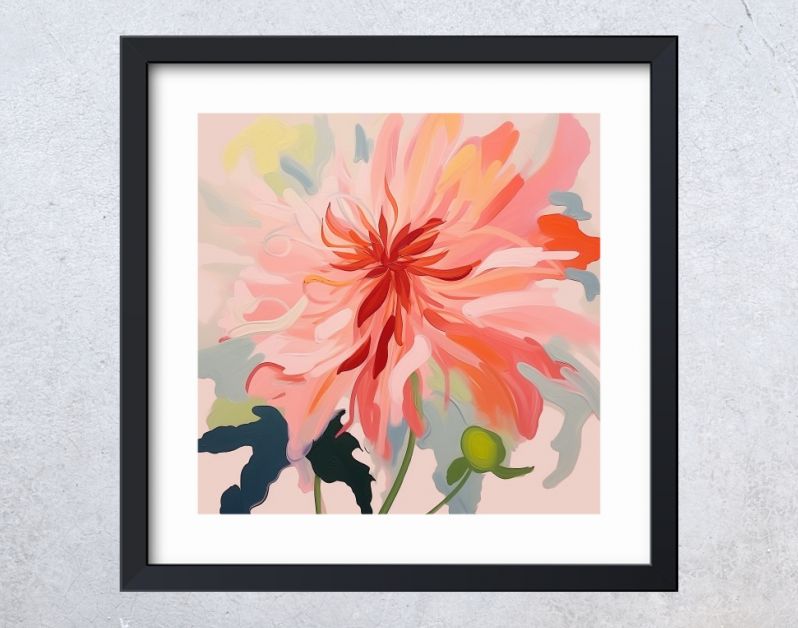 Abstract painted dahlia flower limited color