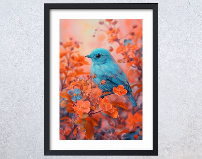 Blue bird & orange cherryblossom