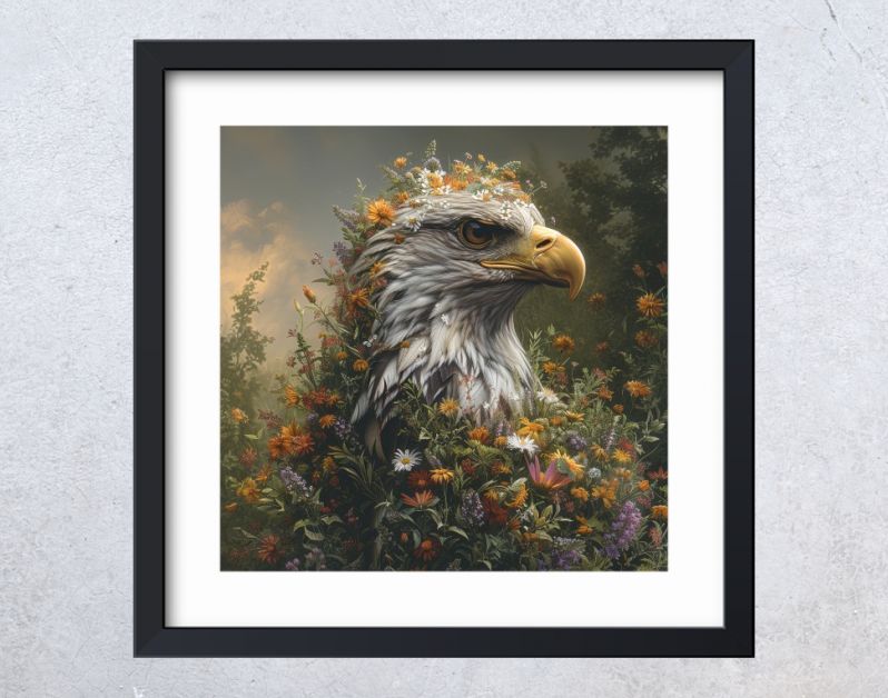 Arend met wilde bloemen