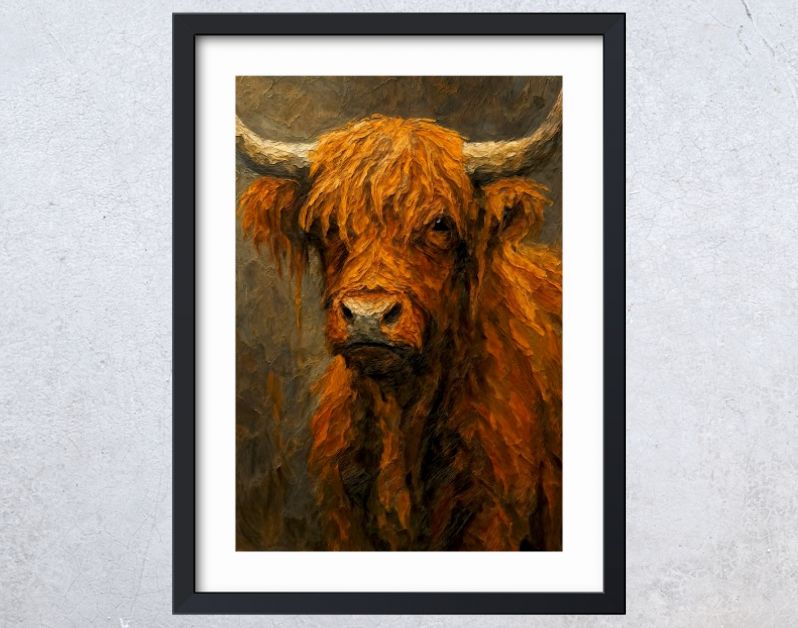 Schotse hooglander met ruige vacht en hoorns