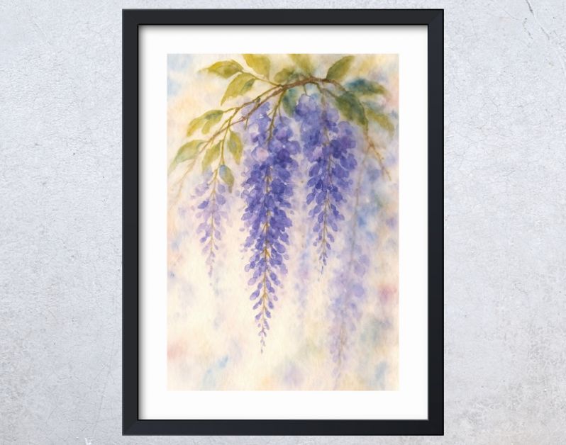 Hangende blauwe regen in zachte dromerige pastelkleuren