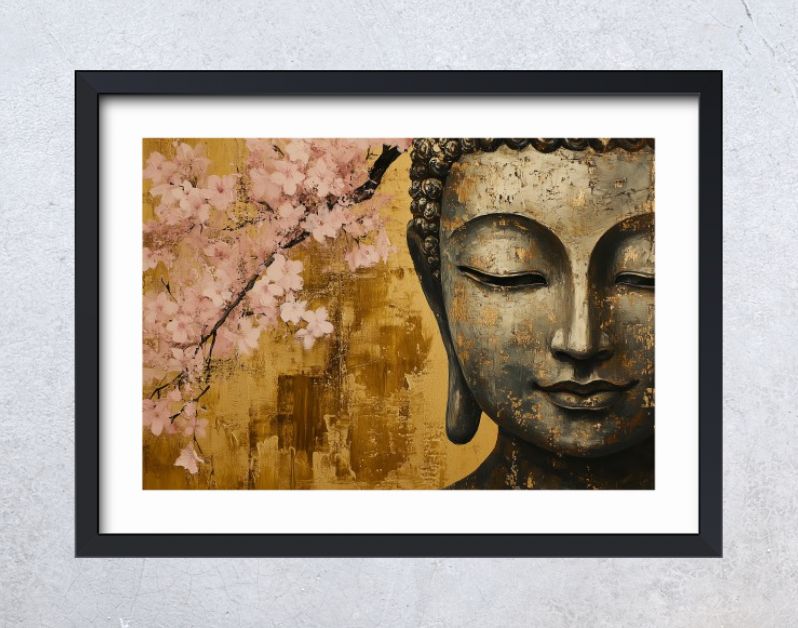 Gouden sereniteit onder roze bloesems