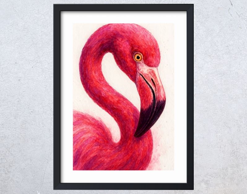 Close-up van roze flamingo met gebogen hals