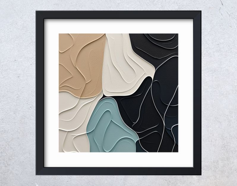 Golvende Harmonieën Minimalistische Abstracties in Beige en Teal