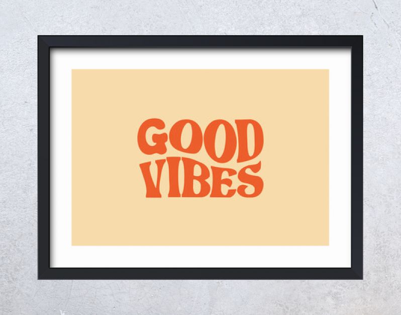 Good vibes only trendy wavy text design retro groovy  warp text typography design vector template for t shirt poster banner wall art	