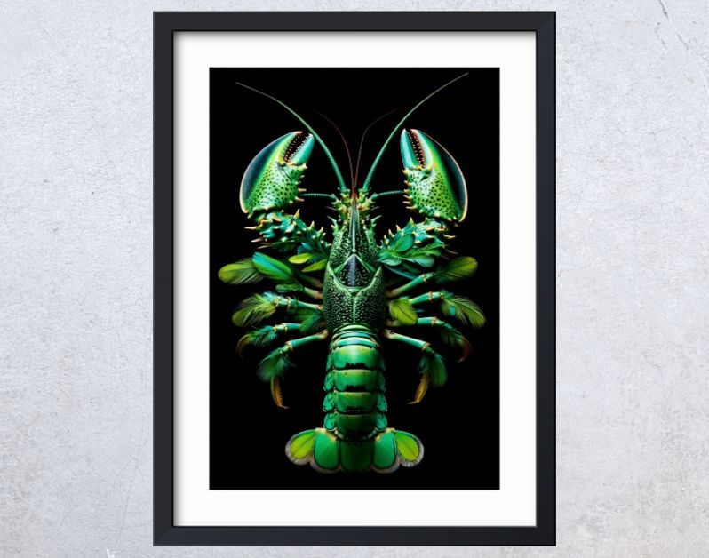 Lobster jungle green feathers
