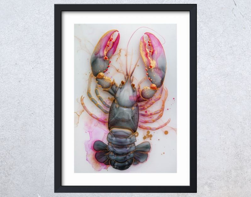 Lobster marble ink grey pink gold