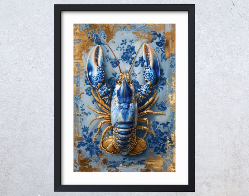 Painting Royal Delft Blue lobster