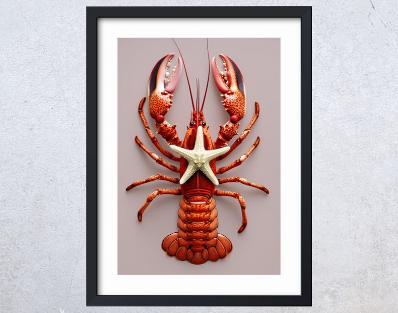 Rode kreeft met zeester