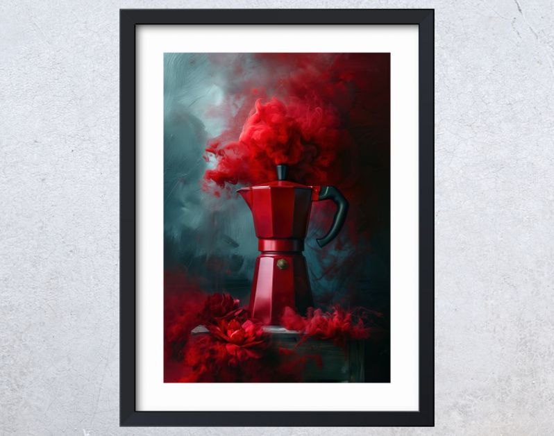 Percolator vurig rood met rook