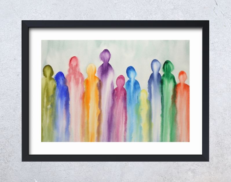 Een groep kleurrijke abstracte figuren