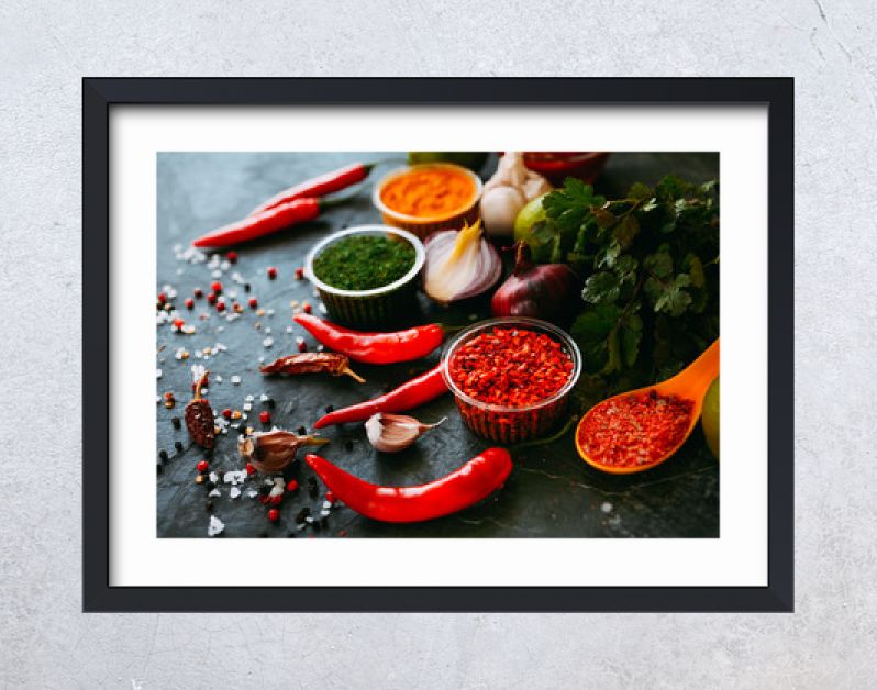 Spices on the black table