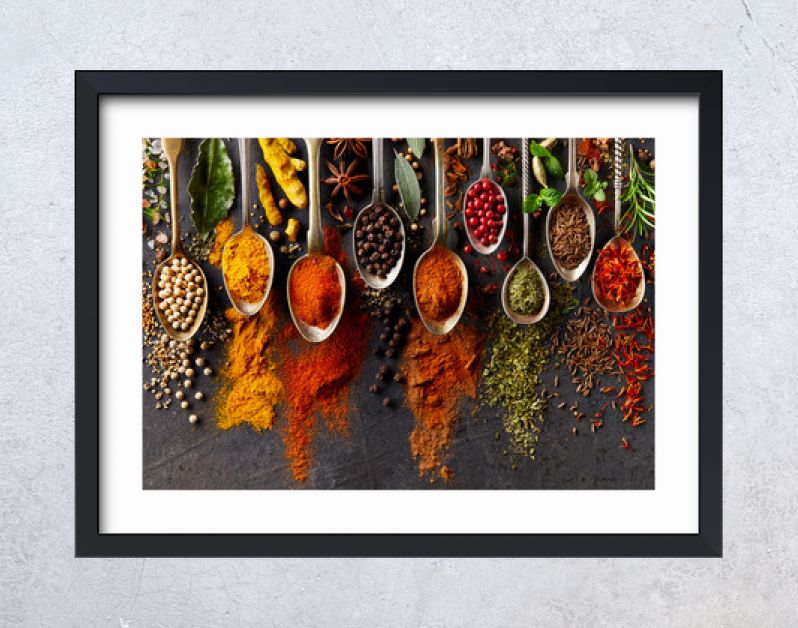 Spices on black background