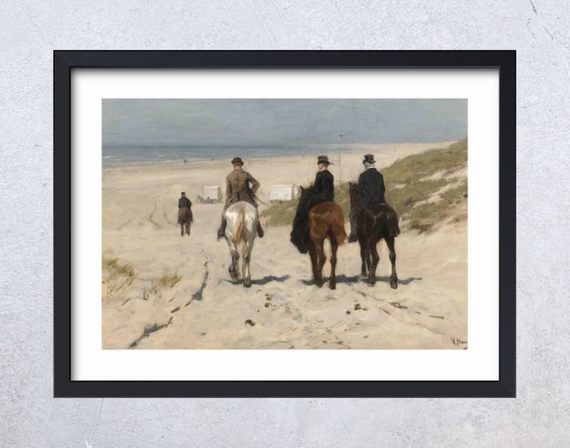 Morgenrit langs het strand, Anton Mauve, 1876