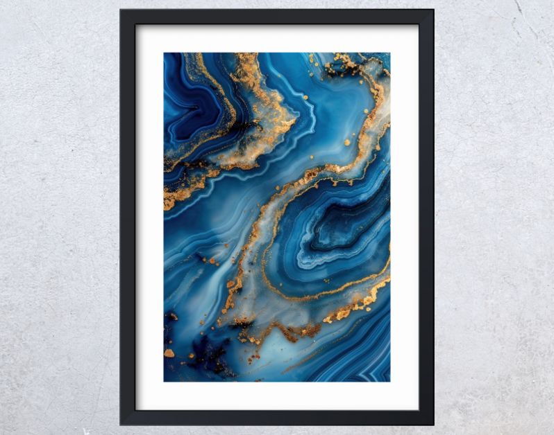 Blauw marmer met goud