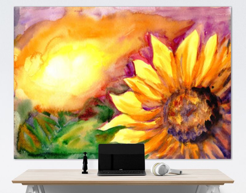 Zonnebloemveld in tijd zonsondergang