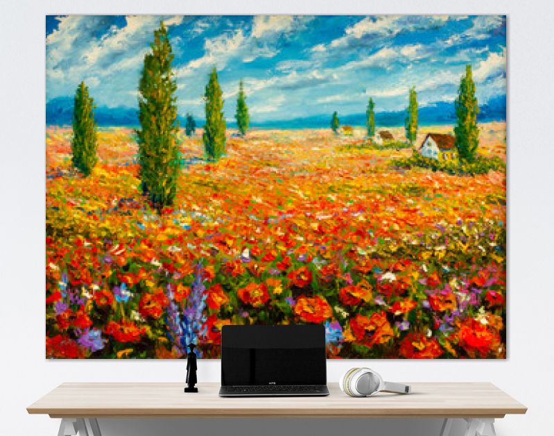 Bloemen schilderijen monet schilderij claude impressionisme verf landschap bloemenweide olie